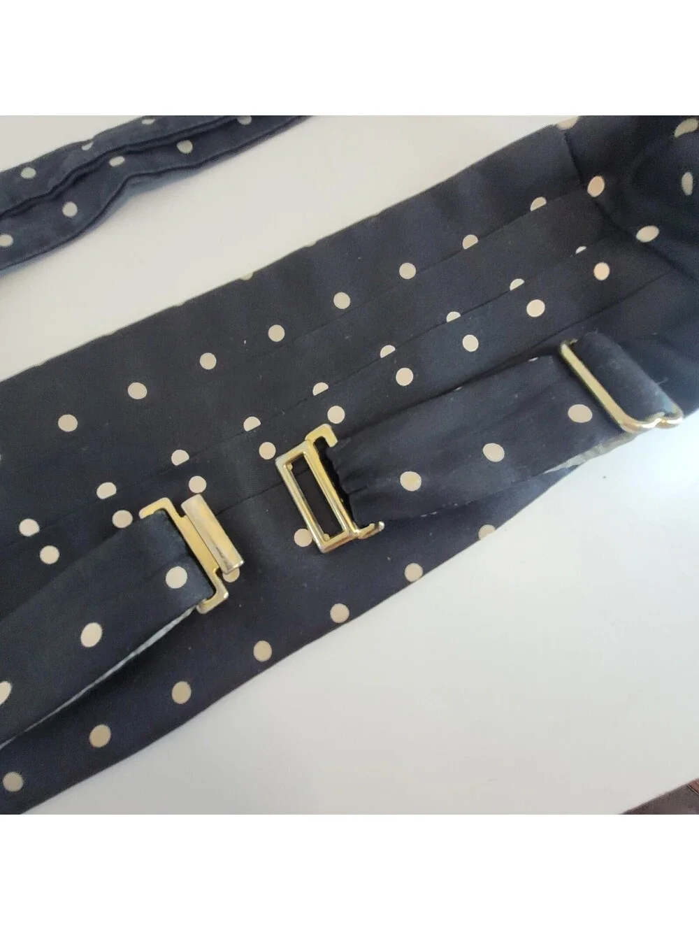 Robert Talbott Men's Silk Cummerbund & Bow Tie Set Navy Polka Dot Formal Tuxedo